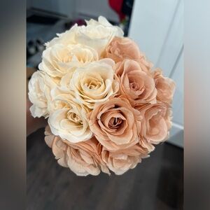 Ashland Cream and Peach Faux Rose Bouquet